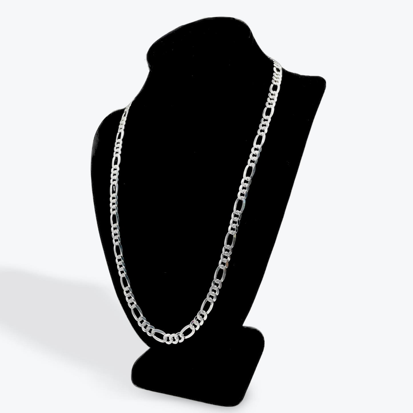 925 Silver Figaro Chain Diamond Cut Non-Plated - 24 inch